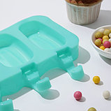Форма силиконовая для мороженого «Эскимо классика», 25,8×14,6×2,6 см, 4 ячейки, цвет МИКС, фото 2