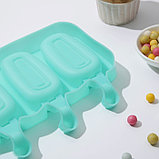Форма силиконовая для мороженого «Эскимо классика», 25,8×14,6×2,6 см, 4 ячейки, цвет МИКС, фото 3