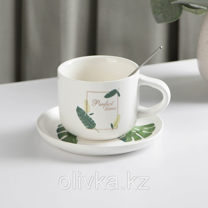 Набор керамический чайный с ложкой «Ботаника», 2 предмета: чашка 200 мл, блюдце, цвет МИКС - фото 6 - id-p113251640