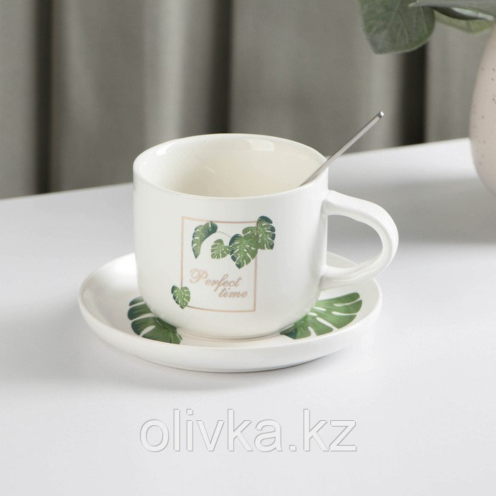 Набор керамический чайный с ложкой «Ботаника», 2 предмета: чашка 200 мл, блюдце, цвет МИКС - фото 8 - id-p113251640