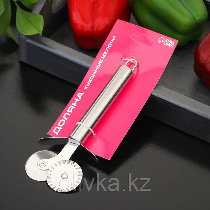 Нож для теста и пиццы Доляна «Металлик», 2 лезвия, 18 см, цвет серебряный - фото 5 - id-p113252566