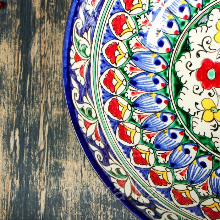 Супница Риштанская Керамика "Цветы", 25 см, синяя - фото 3 - id-p113253428
