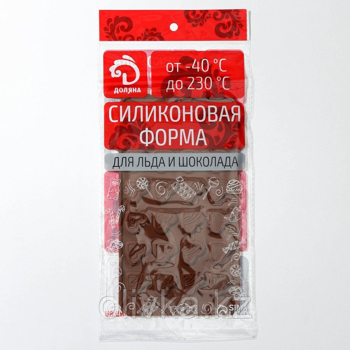 Форма силиконовая для шоколада Доляна «Сердечки», 21×11 см, 24 ячейки, цвет шоколадный - фото 4 - id-p113242488