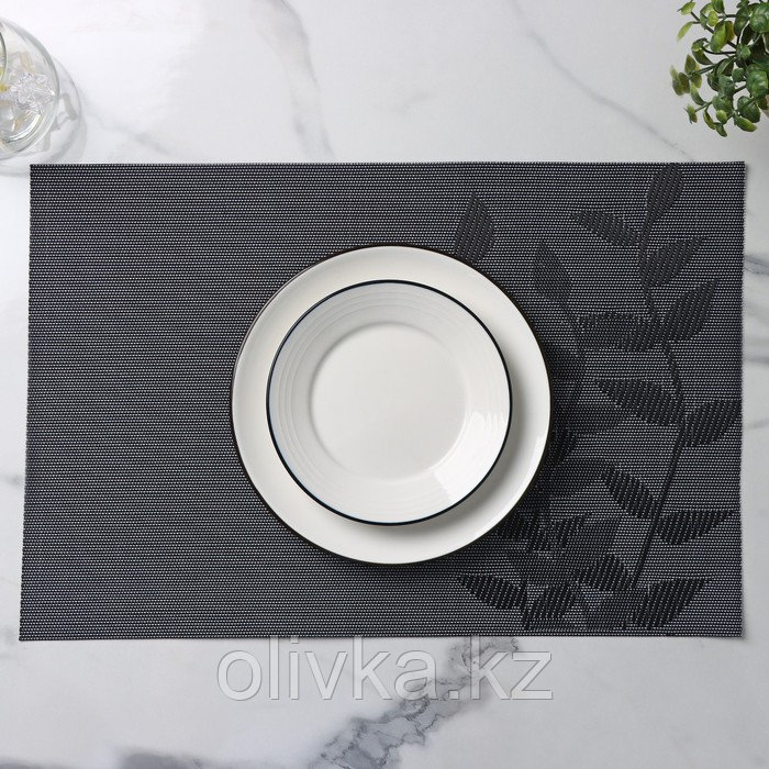 Салфетка сервировочная на стол «Росток», 45×30 см, цвет черный - фото 1 - id-p113242492