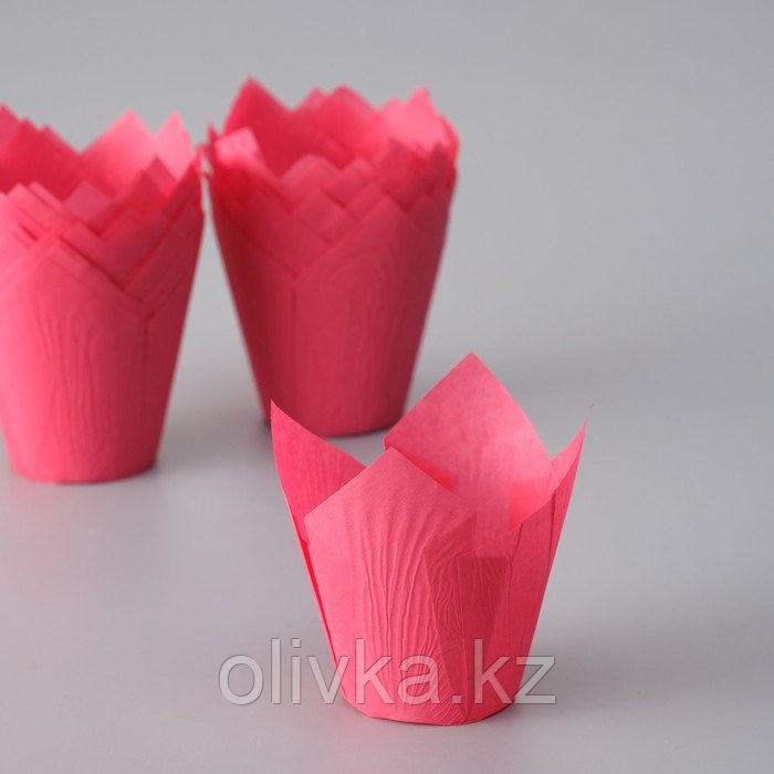 Форма для выпечки "Тюльпан", темно-розовый, 5 х 8 см - фото 1 - id-p113254276