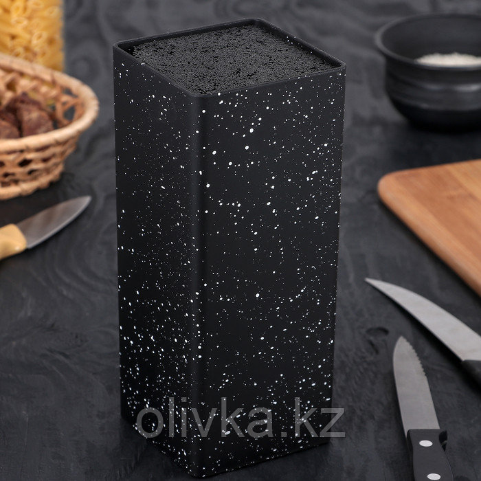 Подставка для ножей с наполнителем Доляна «Зефир», 22×10 см, цвет чёрный