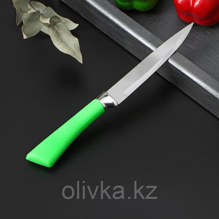 Нож кухонный Доляна «Рич», лезвие 12,5 см, цвет зелёный - фото 2 - id-p113252592