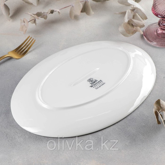 Блюдо фарфоровое овальное Wilmax Olivia, d=30,5 см, цвет белый - фото 3 - id-p113244401