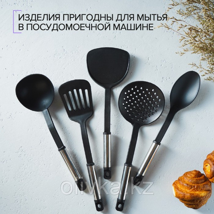 Набор кухонных принадлежностей Доляна «Антрацитовый блеск», 5 предметов - фото 2 - id-p113243472
