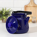 Чайник «Цветение», 3,5 л, эмалированная крышка, цвет синий, фото 2