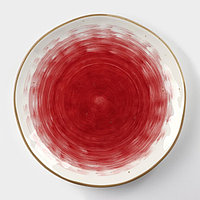 Тарелка фарфоровая Доляна «Космос», d=18,5 см, цвет красный