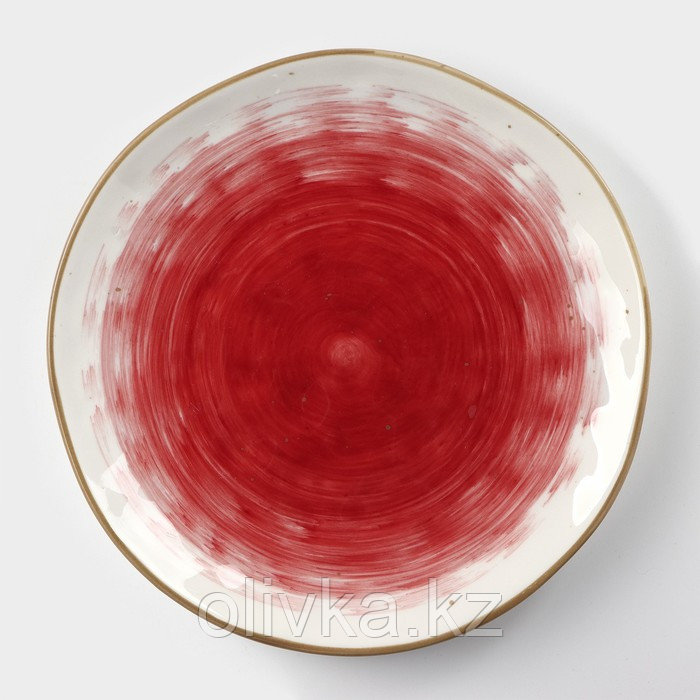Тарелка фарфоровая Доляна «Космос», d=18,5 см, цвет красный - фото 1 - id-p113252639