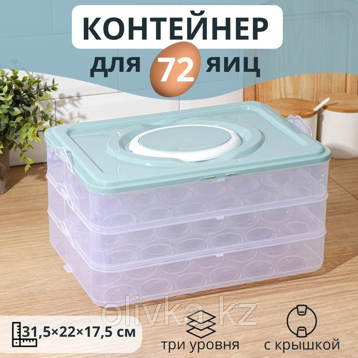 Контейнер для хранения яиц, 31,5×22×17,5 см, в 1 ярусе 24 ячейки, цвет МИКС - фото 1 - id-p113255225