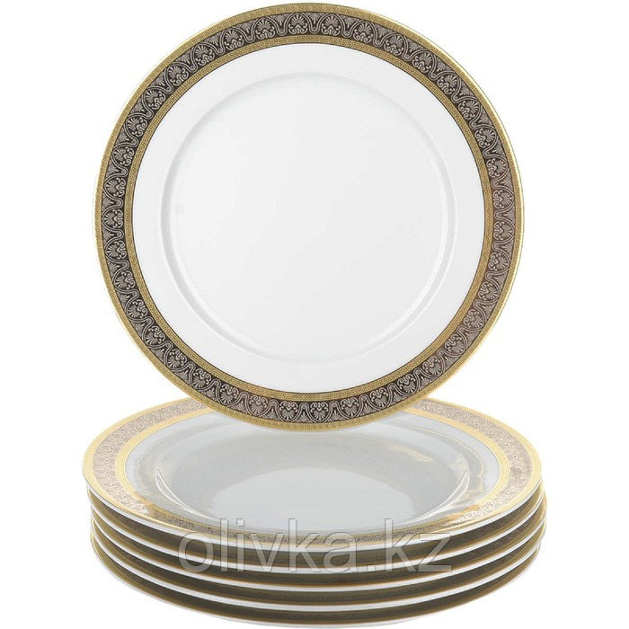 Тарелка мелкая Opal, декор «Широкий кант платина, золото», 25 см - фото 1 - id-p113256173