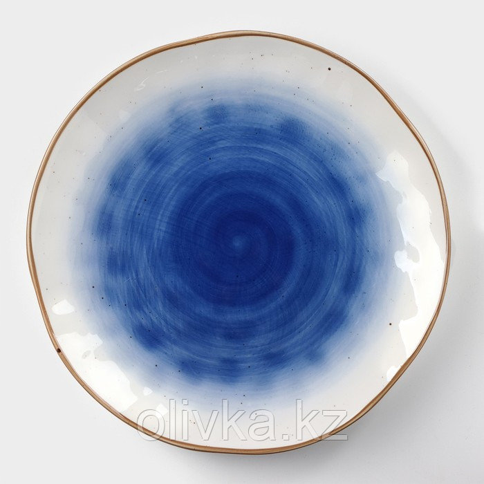 Тарелка фарфоровая Доляна «Космос», d=21,2 см, цвет синий - фото 1 - id-p113252642