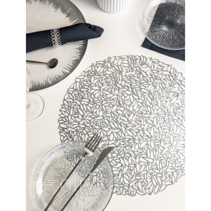 Салфетка сервировочная на стол «Манифик», d=38 см, цвет серебряный - фото 2 - id-p113254358