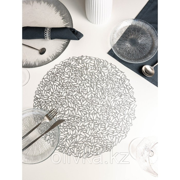 Салфетка сервировочная на стол «Манифик», d=38 см, цвет серебряный - фото 7 - id-p113254358