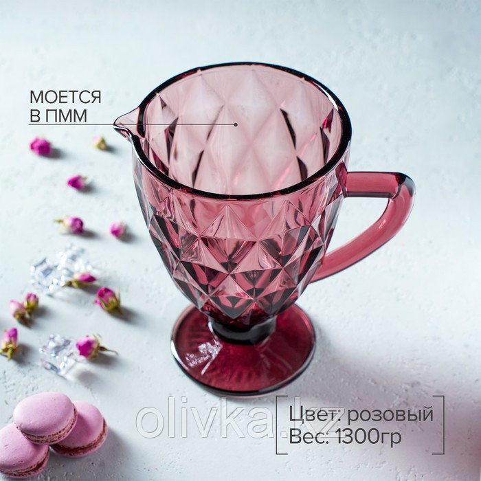 Кувшин стеклянный Magistro «Круиз», 1,1 л, цвет розовый - фото 2 - id-p113244458