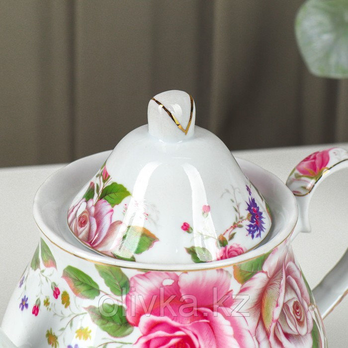 Сервиз керамический чайный на металлической подставке Доляна «Томная роза», 13 предметов: 6 чашек 230 мл, 6 - фото 10 - id-p113242517