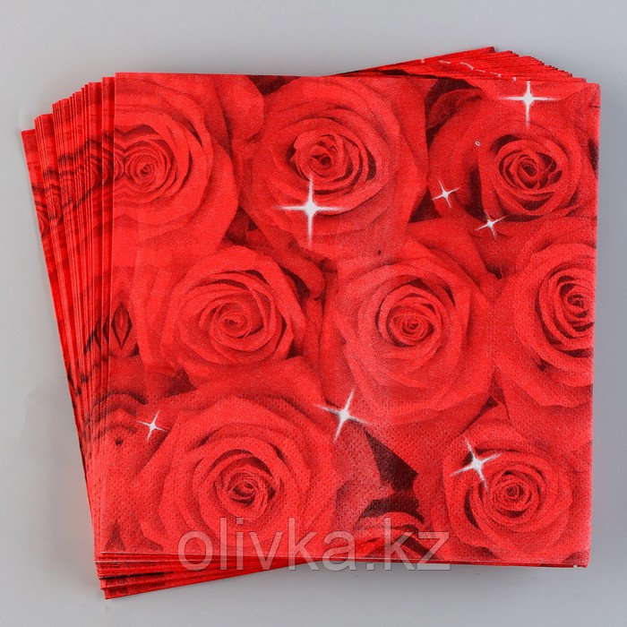 Салфетки бумажные «Букет роз», 33х33 см, набор 20 шт. - фото 1 - id-p113243487