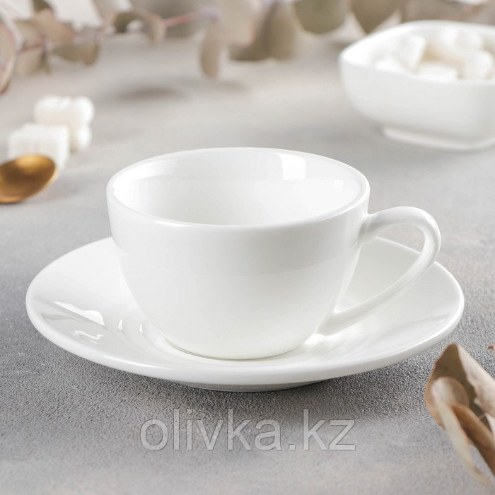 Кофейная пара фарфоровая Wilmax, 2 предмета: чашка 160 мл, блюдце d=14,3 см, цвет белый - фото 1 - id-p113244472
