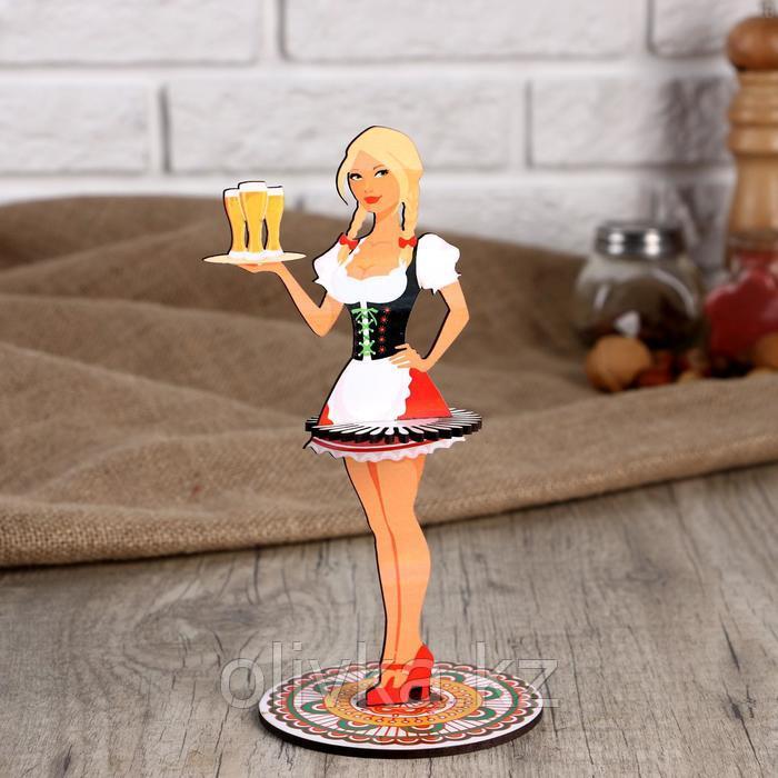 Салфетница "Девушка официантка с пивом с косами", цветная наклейка - фото 2 - id-p113257075
