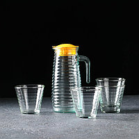 Набор для напитков из стекла «Радуга», 5 предметов: кувшин 800 мл, 4 стакана, 220 мл, цвет МИКС