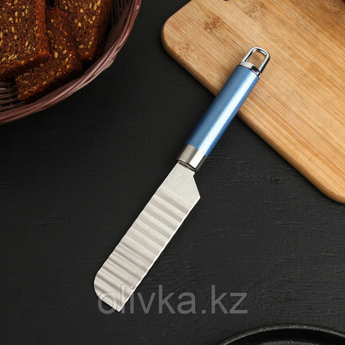 Нож для фигурной нарезки Доляна Lаgооnа, 25 см, нержавеющая сталь, цвет голубой металлик - фото 1 - id-p113255268