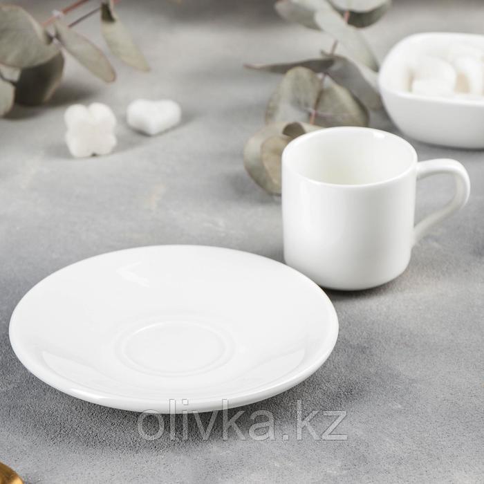 Кофейная пара фарфоровая Wilmax, 2 предмета: кружка 90 мл, блюдце d=13 см, цвет белый - фото 2 - id-p113244479