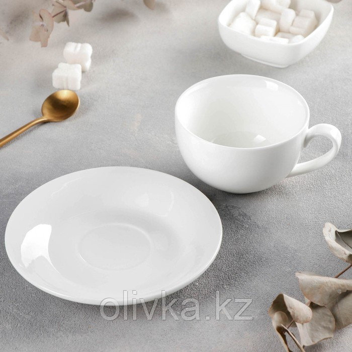 Чайная пара фарфоровая Wilmax Olivia, 2 предмета: чашка 250 мл, блюдце d=15 см, цвет белый - фото 2 - id-p113244482
