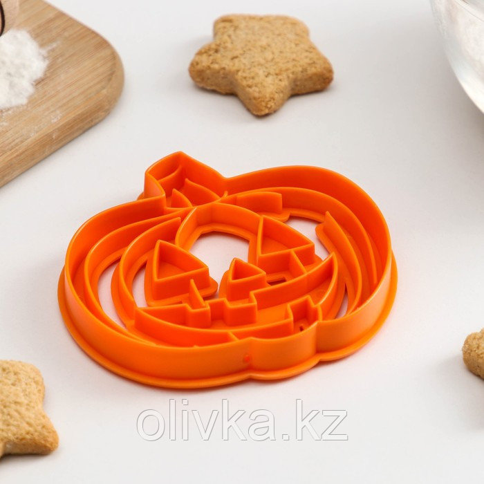 Форма для печенья «Тыква», вырубка, штамп, 9,5×8,5×1 см, цвет оранжевый - фото 2 - id-p113257098