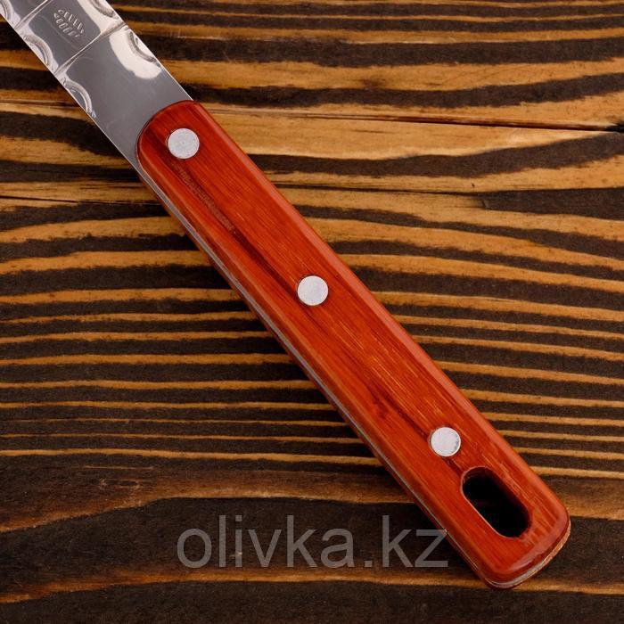 Шумовка-лопатка для казана узбекская 45см, ширина 14см, с деревянной ручкой - фото 4 - id-p113257931