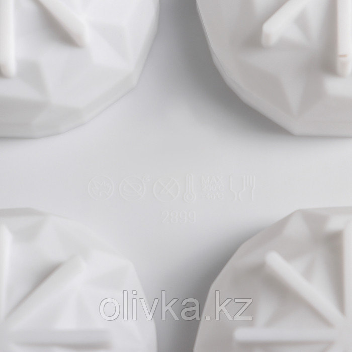 Форма силиконовая для муссовых десертов и выпечки Доляна «Кристалл», 29,5×17×3,5 см, 6 ячеек, d=6,5 см, цвет - фото 4 - id-p113251807
