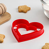 Форма для печенья «Сердце», вырубка, штамп, 6,3×6,6×1,5 см, цвет красный, фото 2