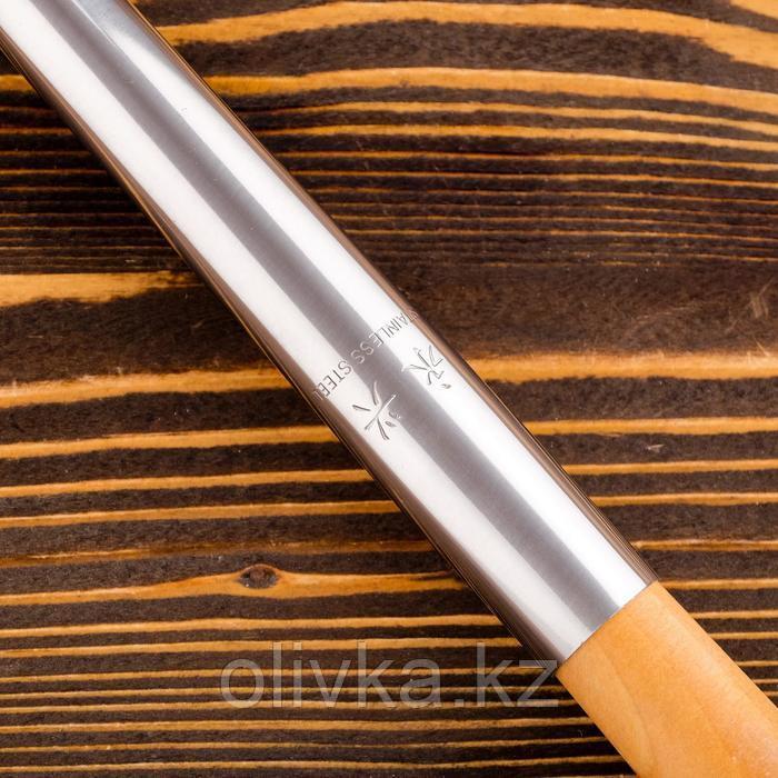 Шумовка для казана узбекская 53см, диаметр 15см, светлая деревянная ручка - фото 3 - id-p113257957