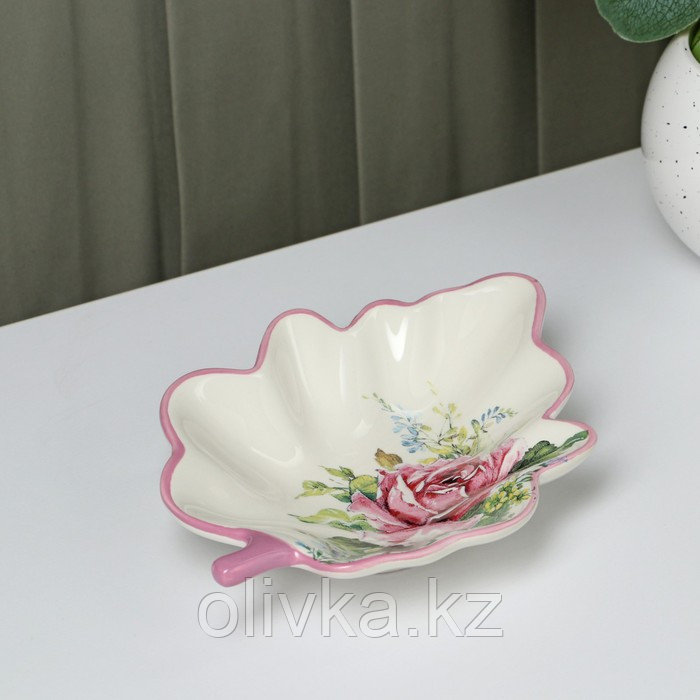 Блюдо сервировочное Доляна «Роза», 21×15×4,5 см, цвет белый - фото 1 - id-p113259595