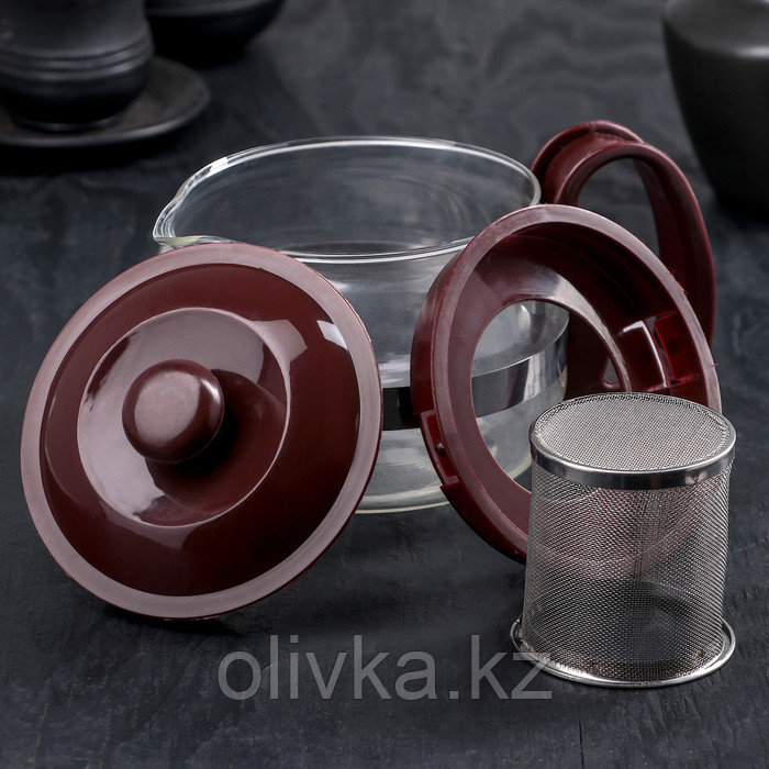 Чайник стеклянный заварочный «Бруно», 750 л, 16×11,5×13 см, с металлическим ситом, цвет коричневый - фото 4 - id-p113252740