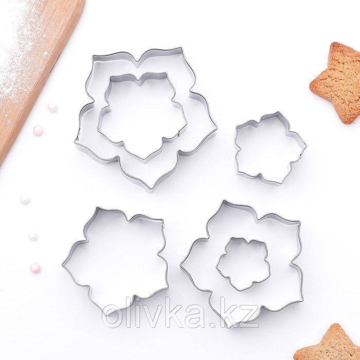 Набор форм для вырезания печенья «Лепестки петуньи», 7,5×7 см, 6 шт, цвет хромированный - фото 1 - id-p113252753