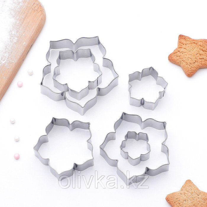 Набор форм для вырезания печенья «Лепестки петуньи», 7,5×7 см, 6 шт, цвет хромированный - фото 2 - id-p113252753