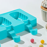 Форма силиконовая для мороженого «Эскимо волна», 19,4×13 см, 3 ячейки (7×4 см), цвет МИКС, фото 4