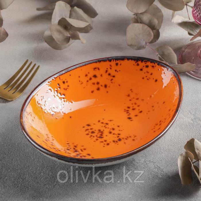 Салатник керамический «Созвездие», 19×14 см, цвет оранжевый - фото 1 - id-p113262242