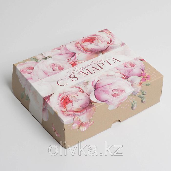 Коробка для кондитерских изделий  «Поздравляю с 8 марта», 17 × 20 × 6 см