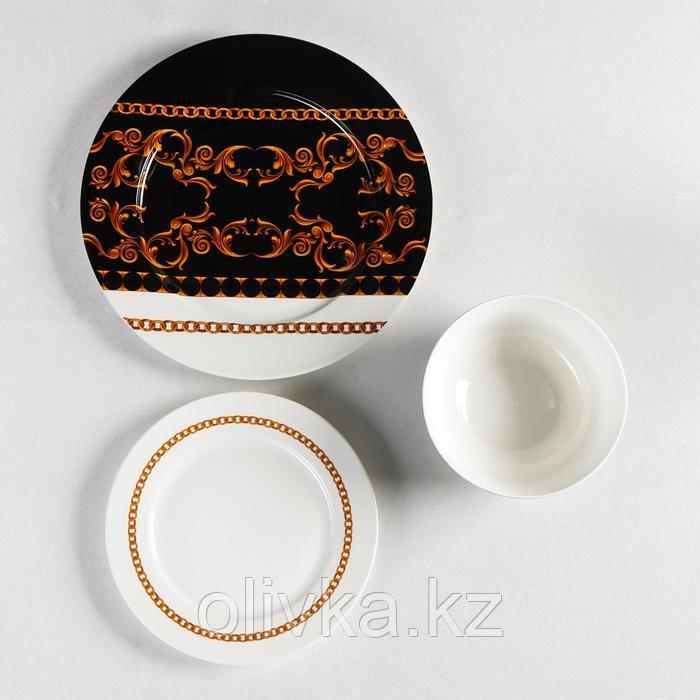 Набор тарелок фарфоровых Magistro «Княгиня», 18 предметов: 6 тарелок d=20 см, 6 тарелок d=25 см, 6 салатников - фото 2 - id-p113259600