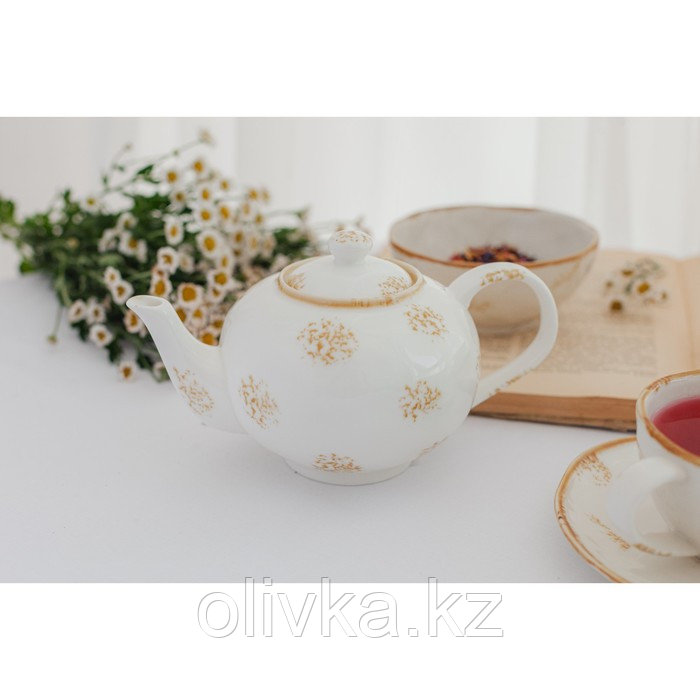 Чайник фарфоровый заварочный Доляна Organic Gold, 650 мл, цвет белый - фото 9 - id-p113259609