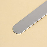 Нож для бисквита крупные зубцы, рабочая поверхность 25 см, деревянная ручка, толщина лезвия 1 мм, фото 2