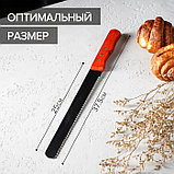 Нож для бисквита крупные зубцы, рабочая поверхность 25 см, деревянная ручка, толщина лезвия 1 мм, фото 3