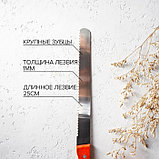 Нож для бисквита крупные зубцы, рабочая поверхность 25 см, деревянная ручка, толщина лезвия 1 мм, фото 4
