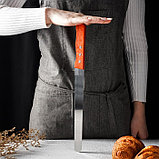 Нож для бисквита крупные зубцы, рабочая поверхность 25 см, деревянная ручка, толщина лезвия 1 мм, фото 5