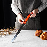 Нож для бисквита крупные зубцы, рабочая поверхность 25 см, деревянная ручка, толщина лезвия 1 мм, фото 6