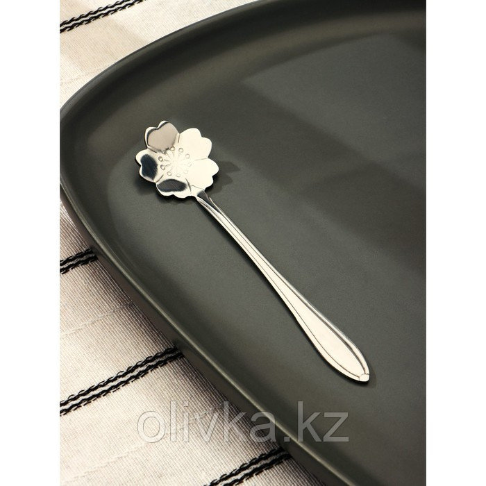 Ложка десертная Magistro «Цветок», длина 12,5 см, цвет серебро - фото 1 - id-p113262268